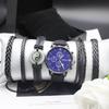 Набор из 5 предметов, классические модные трендовые высококачественные часы с темпераментом, простые кварцевые часы, в комплект входит браслет в коробке для активного отдыха