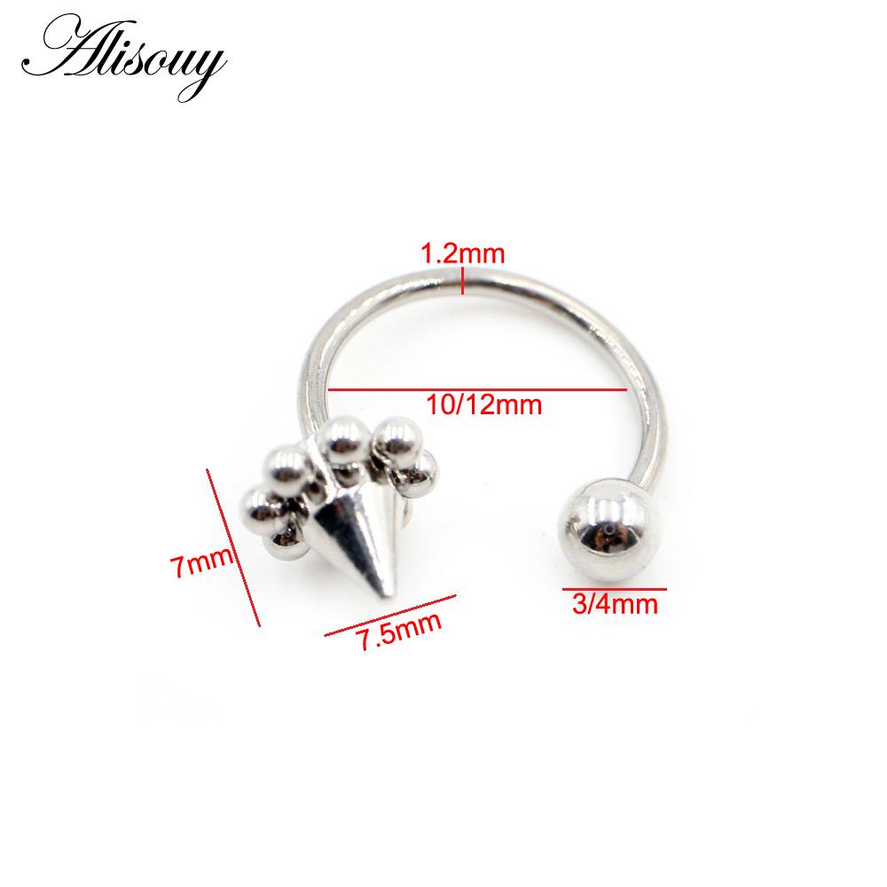 Alisouy 1PC нержавеющая сталь конус шип женский губа лабрет нос кольцо дайт пирсинг ювелирные изделия ушной обруч козелок хрящ спираль серьга