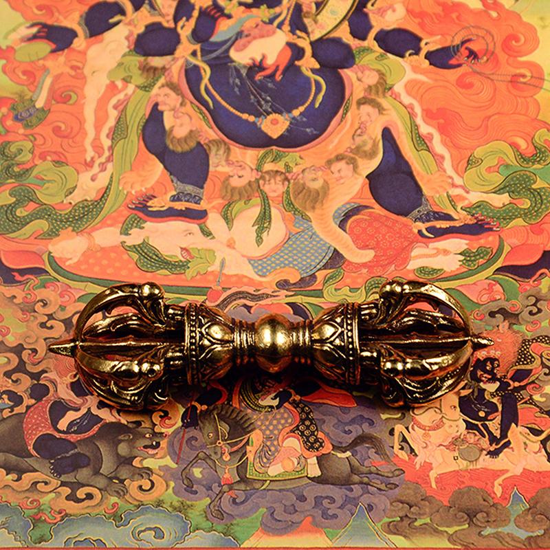 Винтажная латунная миниатюрная фигурка пестика для фэн-шуй, домашний декор, буддийский магический пестик, бронзовые украшения