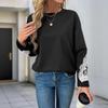 2025 Autumn Black Lace Patchwork Long Sleeve Casual Round Neck Hoodie for Women
