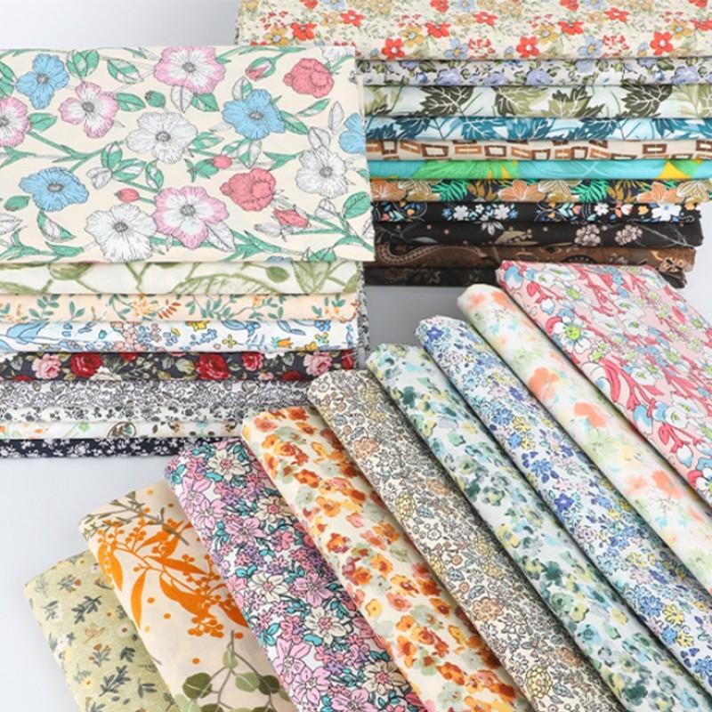 Ткань с цветочным принтом Высококачественная хлопковая ткань Дышащая Мягкая для одежды Шитья Платья Постельное белье Простыни Шторы Материал