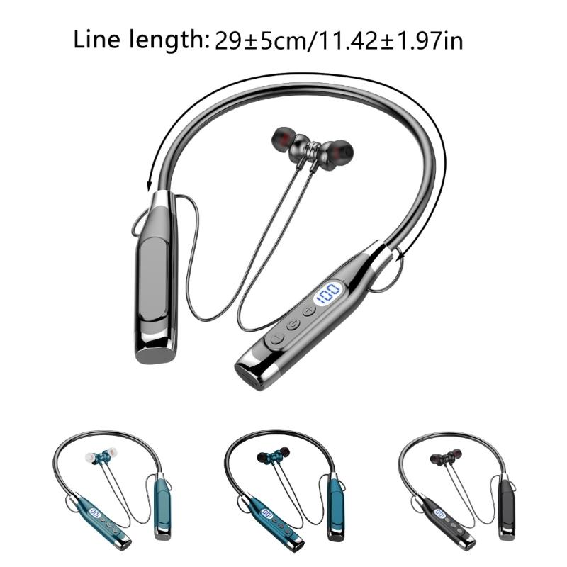 Спортивные наушники Bluetooth 5.3 со светодиодным дисплеем, микрофоном с шумоподавлением, удобным магнитным шейным ободком