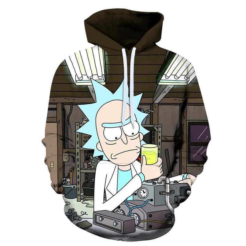 Autumn 3D Animation "Rick and Morty" Printed Hoodies Fashionable Casual Sports Long Sleeved Men's Hooded Sweatshirts