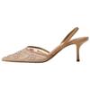 Zara Elegant Embroidered Mesh Open-Back Stiletto Heels 6Cm Women Heels Brown 12256410105