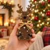 Rustic Style Table Centerpieces Wooden Elk Figurine, Ornament, Vintage Animal Desktop Decoration, 2D Flat Decorations Wall Hanging Ornament with Hemp