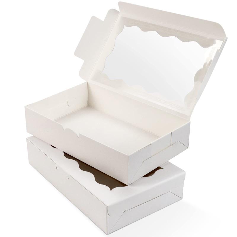 15/30Pcs Dim Sum Packing Box Window Rectangular Gift Box for Bakery Cookies Pastry Dessert Packaging Paper Box for Baked Goods