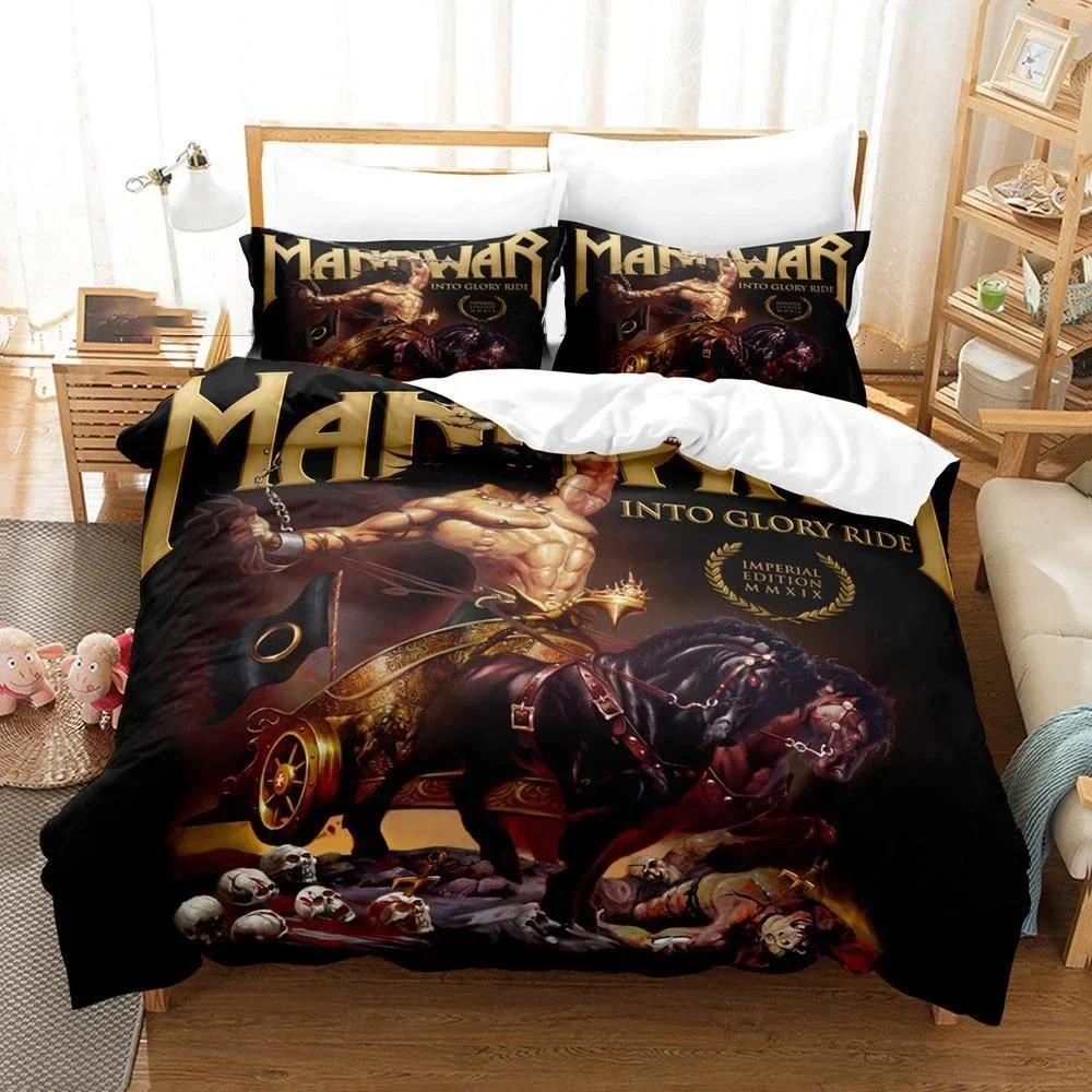 3PCS Single-sided Printed Quilt Cover Heavy Metal Band Printed Bedding Sets Comfortable Bedspreads ComforterDuvet Birthday Gift