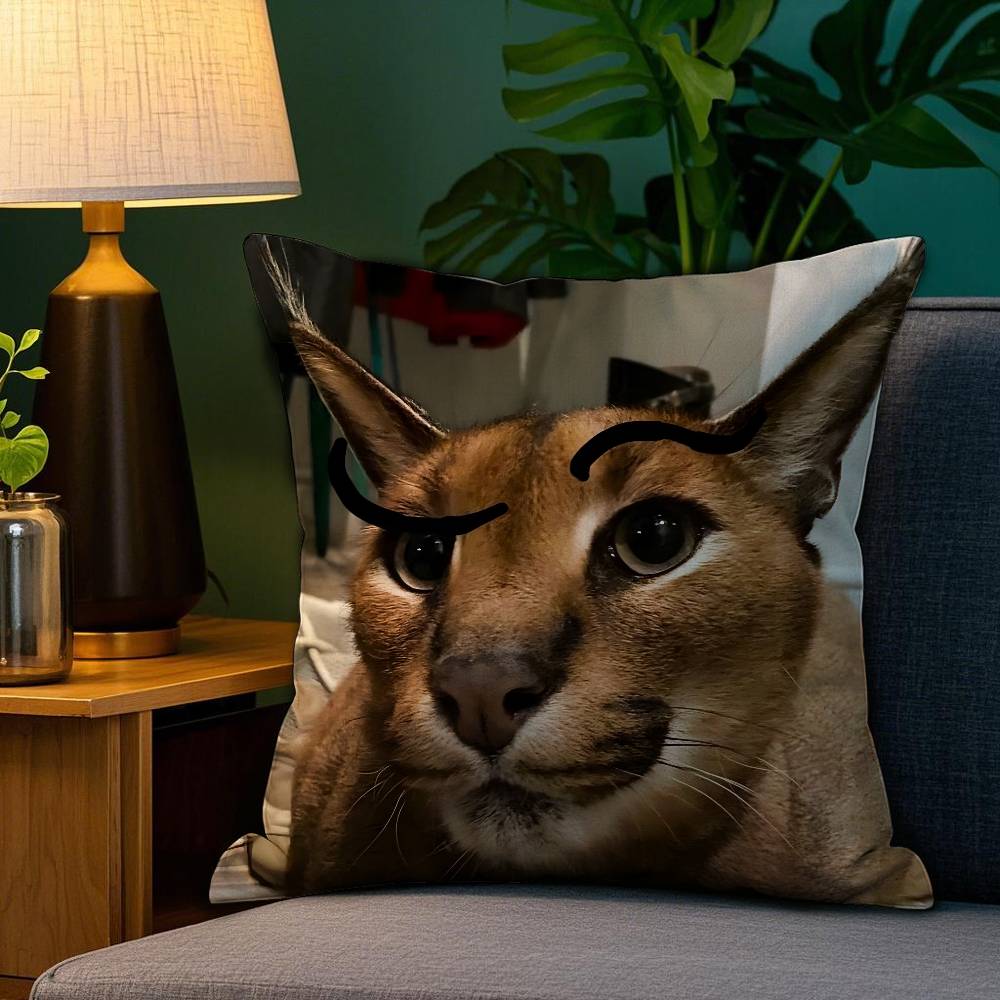 Floppa Cat Meme Pillow Case Plush Fabric Soft Double Sided Print Sofa Cushion Cover Throw Pillow Covers