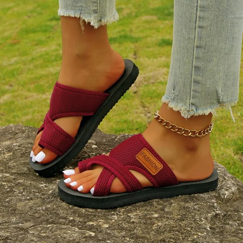 Fashion Ladies Shoes 2025 Fashion Pinch Toe Women's Slippers New Air Mesh Daily Slippers Women Summer Plus Size Flat Slippers Zapatos