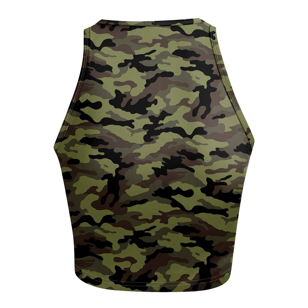 Женская модная базовая майка без рукавов с камуфляжным принтом