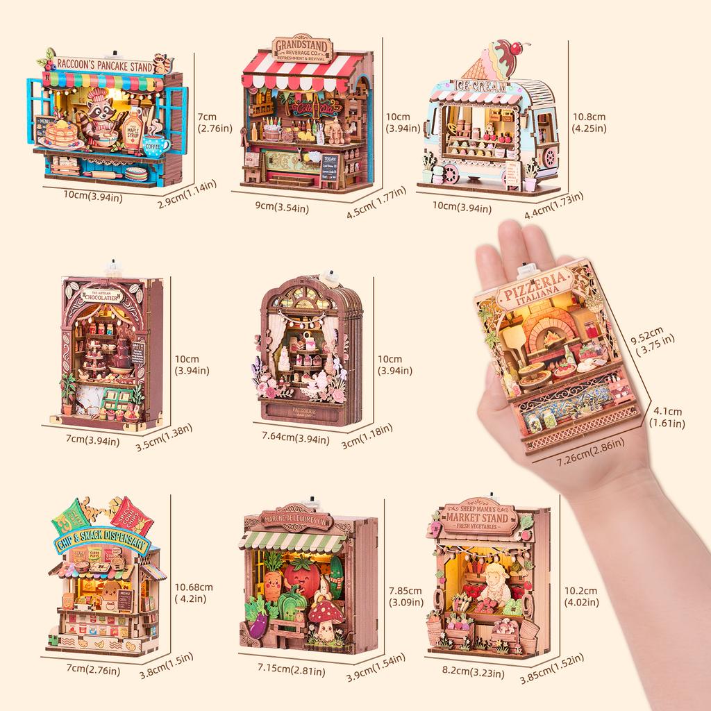 2026 New Style DIY Fridge Magnet Kit 3D Wooden Puzzle Miniature Refrigerator Magnet with LED Light Mini Book Nook Home Decor