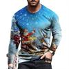 Футболка мужская с длинным рукавом с рисунком Санта-Клауса, с 3D-принтом, весенне-осенняя, повседневная, с длинным рукавом, свободного кроя, дышащая