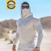 Mens Long Sleeve UPF 50 Quick Dry Hooded Rash Guard Surfing Diving Fishing Outdoor Sports