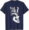 Rock Cat Playing Guitar Guitar Cat Mens Clothing Oversized T Shirt Casual Daily Fitness T Shirt Four Seasons Cotton Tshirt