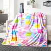 Rainbow Gummy Bear Print Flannel Blanket High Quality Warm Comfortable Cover for All Seasons Perfect for Gifts Home Decor