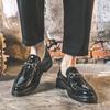 Весенние новые мужские повседневные кожаные туфли в британском стиле Doudou Shoes Lazy One-Pedal Black Trendy Shoes 85136-J