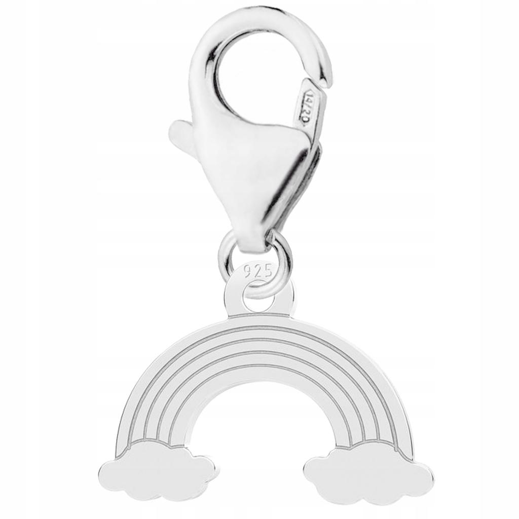 Silver Rainbow Pendant on a Carabiner Hook, Sky, Silver 925