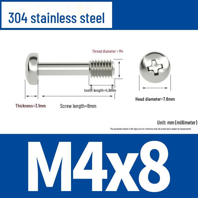 Yigu 304 Stainless Steel Phillips Round Head Captive Screws - M2/M3/M4 Half Thread Pan Head Machine Screws