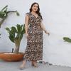 Летнее женское платье без рукавов с v-образным вырезом и эластичной резинкой на талии, леопардовые платья больших размеров, сексуальные повседневные длинные платья с тонкой талией