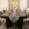 European Flannel Diamond Tasseled Tablecloths Cushion Cover Table Mat Black Silver Rhinestones Table Runner Decor For Home Party