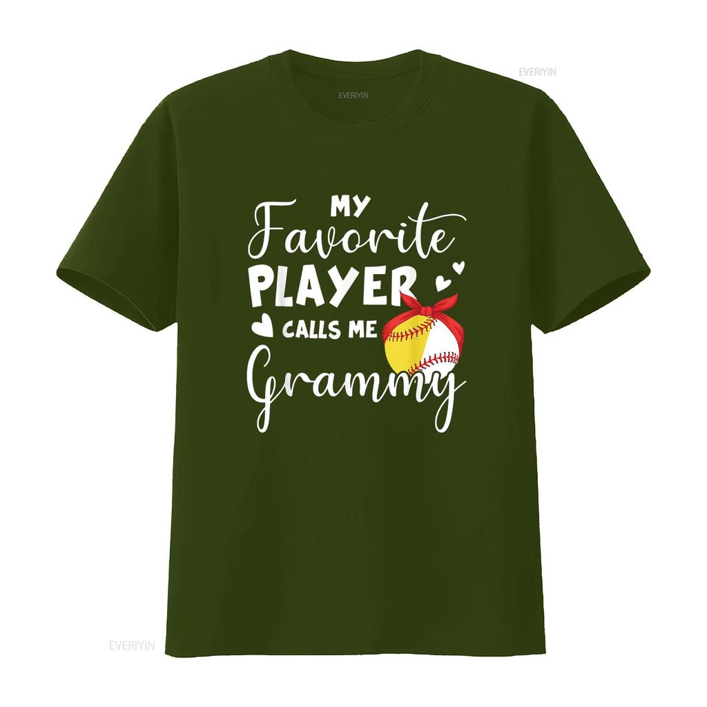 My Favorite Player Calls Me Grammy Softball Baseball T Shirt vintage Washed fashion Stretched streetwear Casual