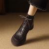 Модные Новые Осенне-Зимние Женские Ботинки из Натуральной Кожи Модные Кружевные Ботильоны для Женщин Короткие Ботинки Обувь на Массивном Каблуке Botines Mujer
