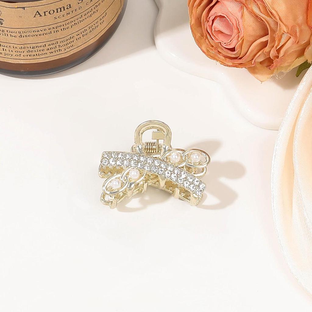 Rhinestone Pearl Mini Hair Claw Retro Diamond Flower Star Women Girls Crab Claw Clip Small Hairpins Hair Crabs Hair Accessories