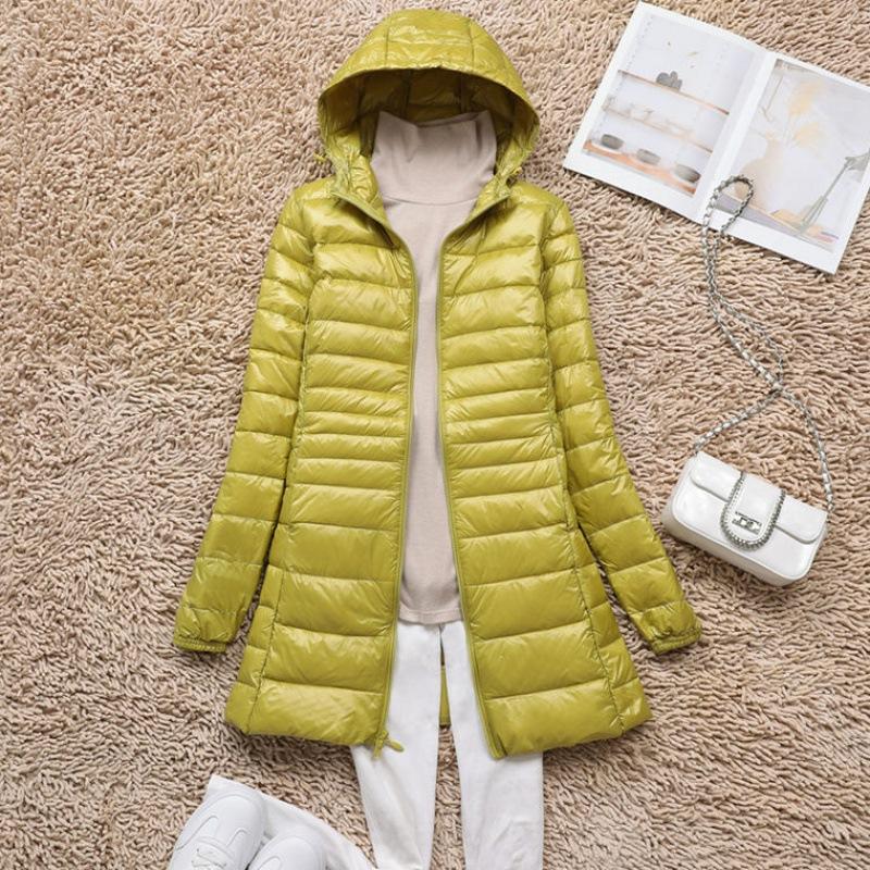 Plus Size White Duck Down Jacket Light-weight Down Jacket Women Inner Cloth Coat Ladies Long Winter Hat Hooded Femal
