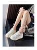 Women's Thick-Soled White Leather Sneakers - 2025 Spring Fashion, Height-Enhancing, Versatile, Casual Sports/Board Shoes