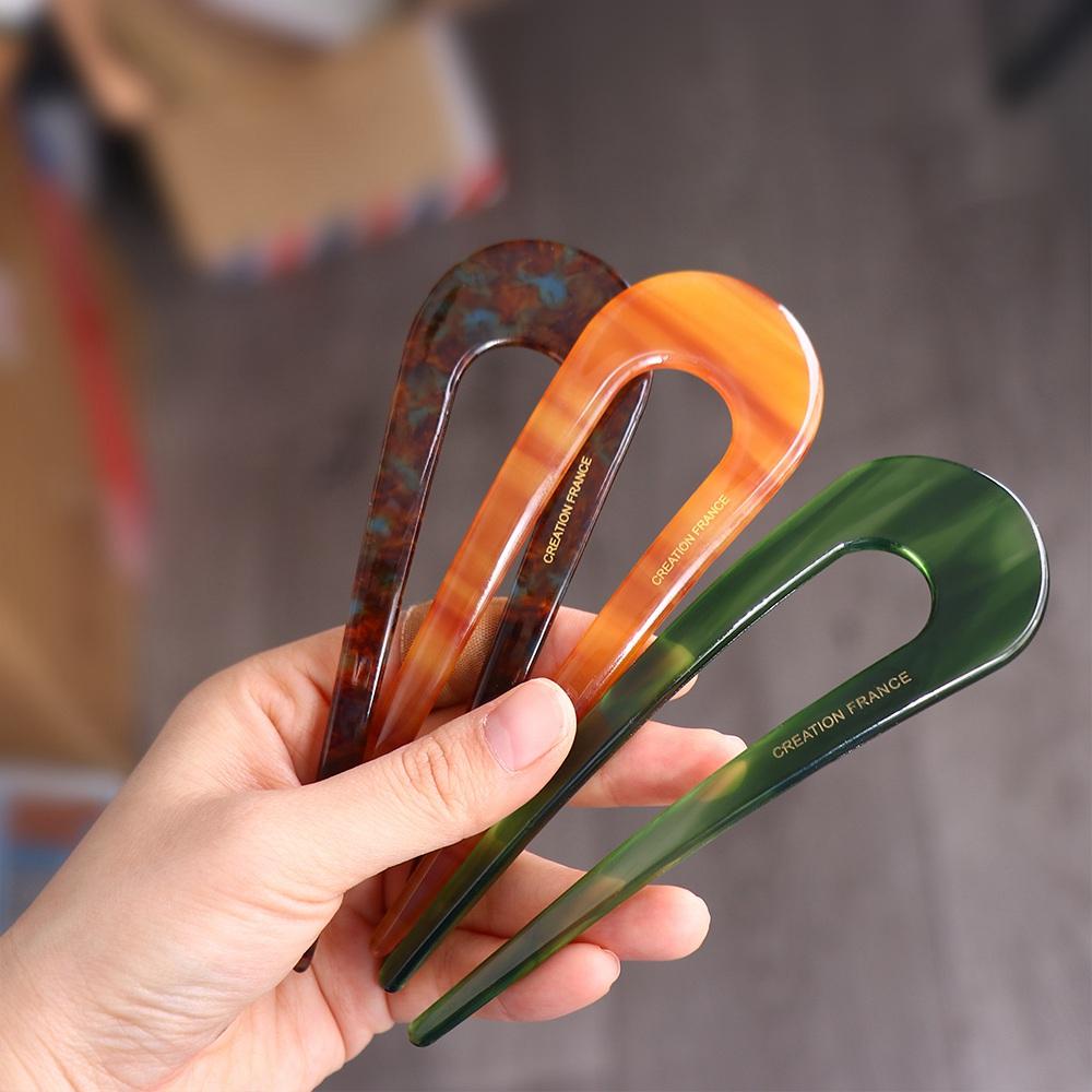 U-shape Korean Hair Clips Women Hairpins Hanfu Hair Sticks Chinese Hair Fork Acetate Hair Sticks