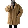Fall Winter Men Jacket Loose Pure Color Thick Lapel Notch Collar Long Sleeve Mid Length Widnproof Warm Single-breasted Pockets Men Overcoat