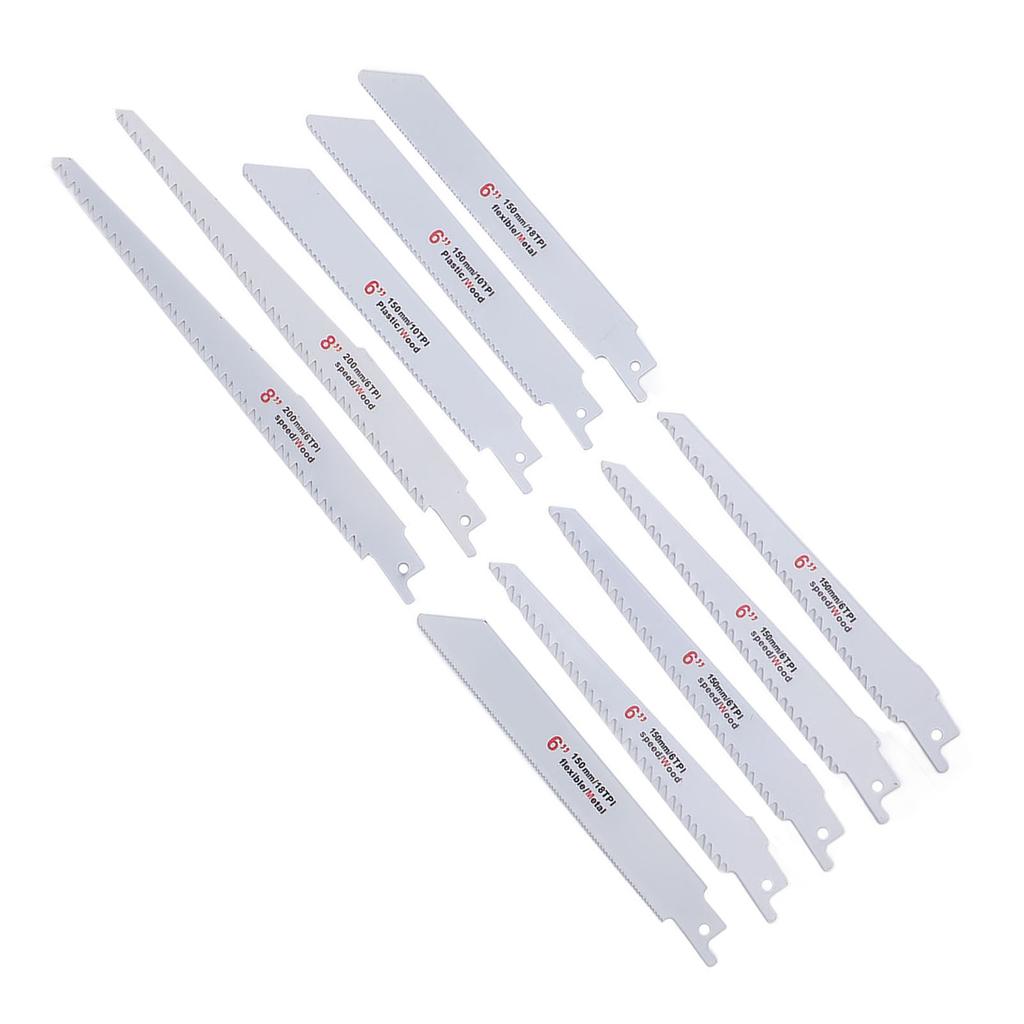 10 штук Пилки для сабельной пилы Набор ассорти пилок для лобзика для обрезки дерева резки металла 6 TPI