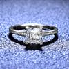 Bague Ringen 1CT Обручальное кольцо с муассанитом принцессы огранки D Цвет Пасьянс с бриллиантом Обещание для свадьбы S925 Серебряные украшения
