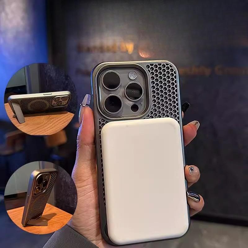 Подходит для iPhone16 Полый Сотовый Охлаждающий Чехол для Мобильного Телефона Apple 15 Promax Магнитный Складной Чехол-Подставка