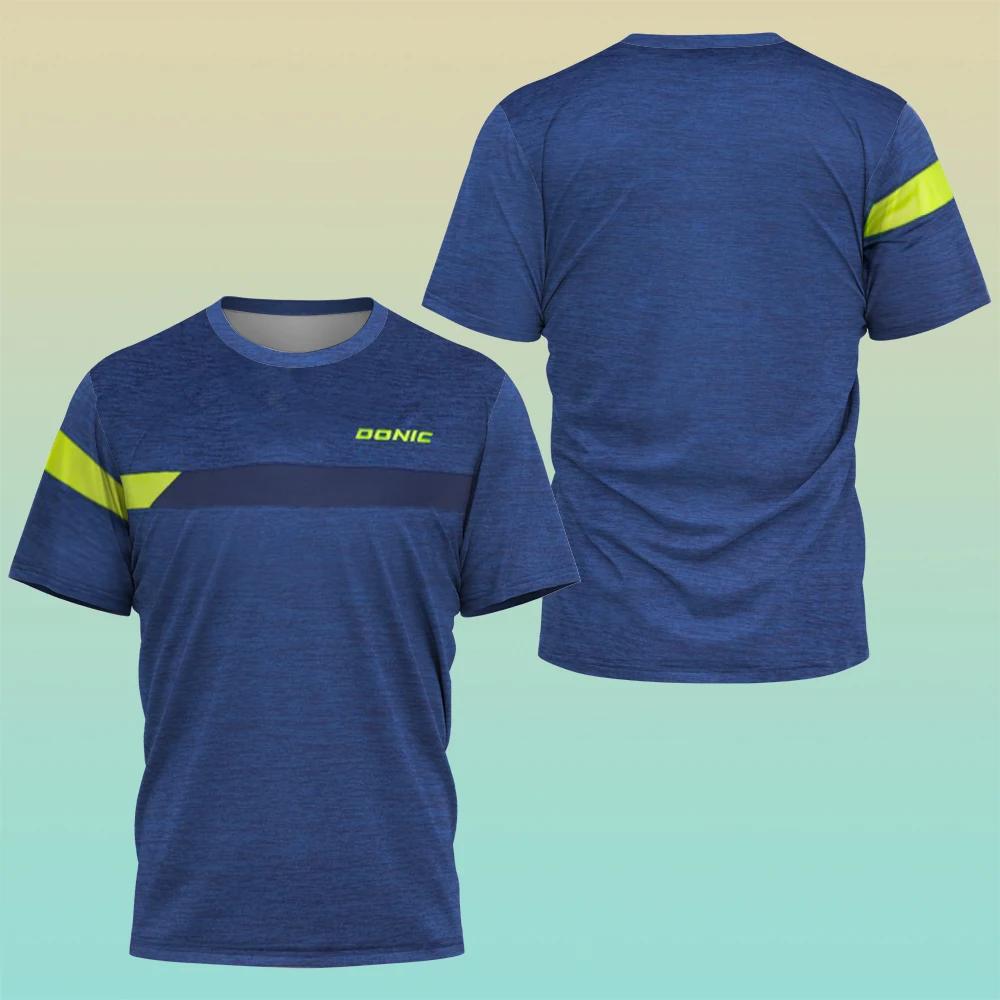 Summer Men's Table Tennis Training Uniform, Casual and Comfortable Sports Short Sleeved Top, 3D Printed O-neck Short Sleeved T-shirt
