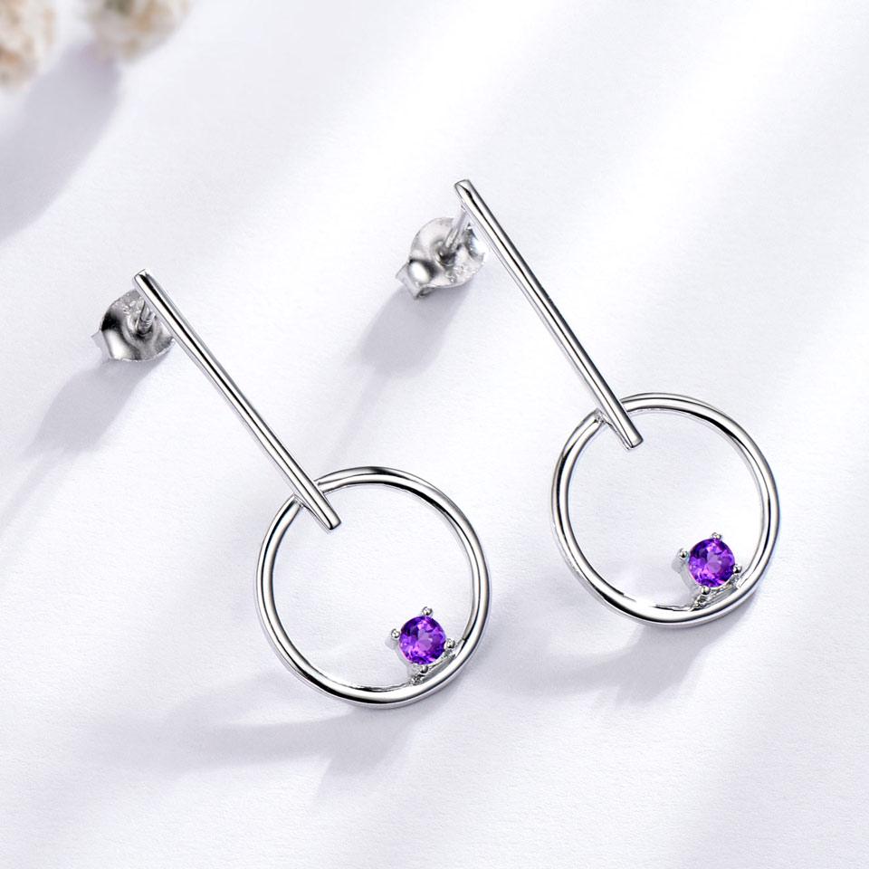 Umcho Натуральный натуральный аметист, стерлинговое серебро 925 пробы, серьги-капли, свадебные украшения, серьги с камнем для женщин, подарок на день матери