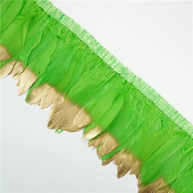 2 метра золотые, серебряные гусиные перья, отделка на ленте, бахрома, лента, гусиное перо для поделок, золотые аксессуары для рукоделия, украшение