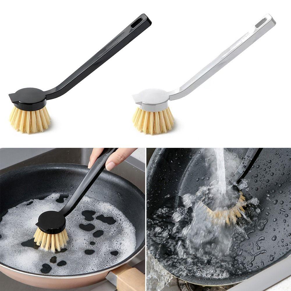 Безмасляная щетка для мытья посуды, черная, белая, с длинной ручкой, прочная щетка для чистки кастрюль