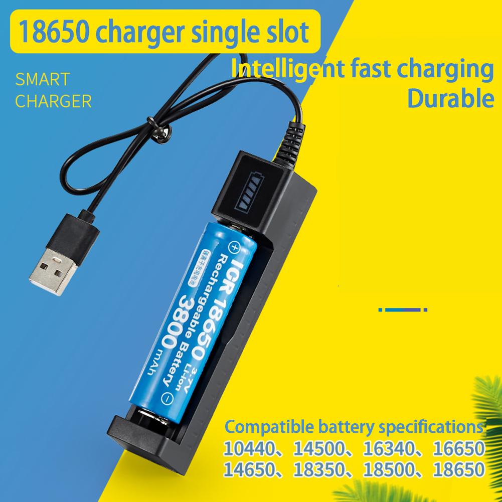 1 шт. 18650 литиевый USB-зарядное устройство с одним слотом и индикатором, небольшой вентилятор, фонарик, адаптер для зарядки аккумулятора, интеллектуальный чип