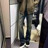 Ретро джинсы мужские осенние новые стильные взрывные уличные хулиганские красивые повседневные брюки для подростков свободные прямые широкие мужские брюки