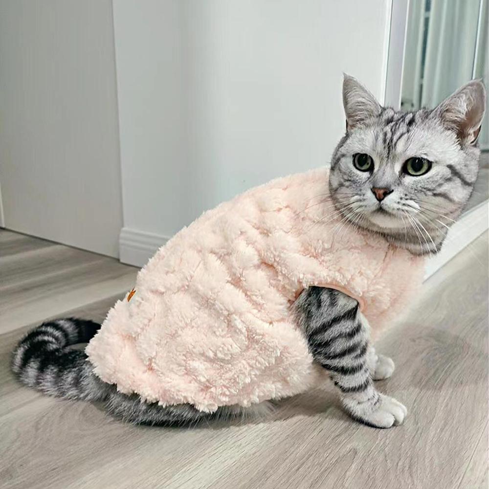 Dog Comfortable Fleece Pullover Pet Clothes Cute Wavy Double-sided Kitten Coats Sweater for Small Medium Dogs Cats Warm Winter Outfit Puppy