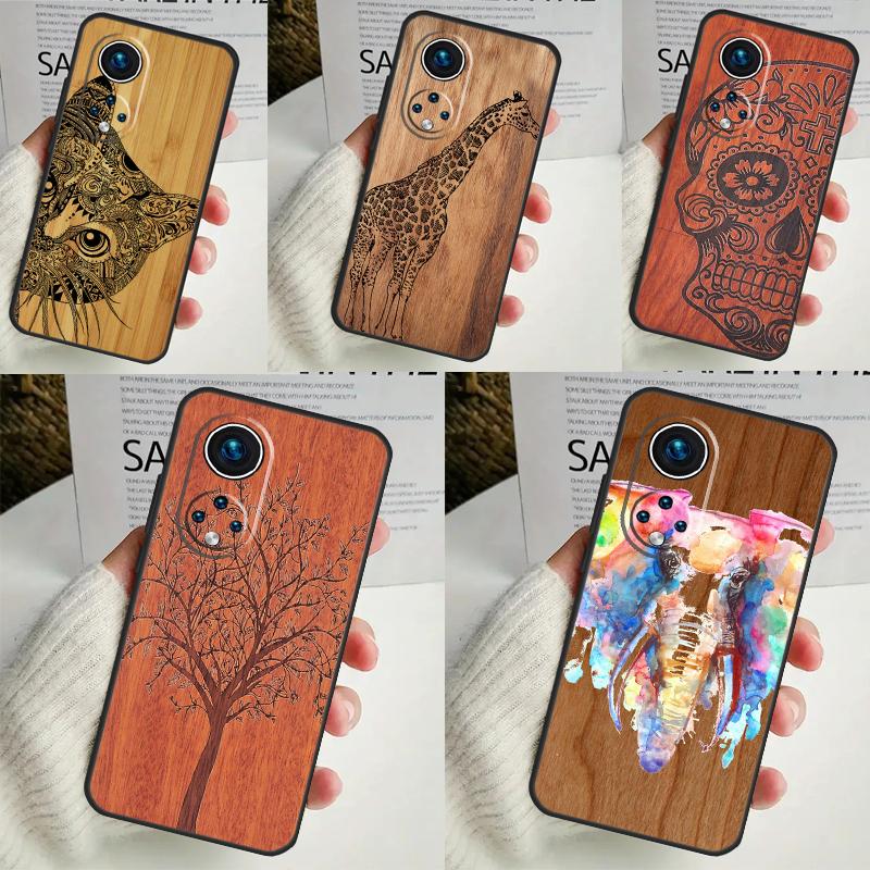 Чехол с рисунком из натурального бамбука и дерева для Honor X9b X8b X8 X9 X6a X7a X8a X9a Honor Magic 6 5 Pro 50 70 90 Lite, задняя крышка
