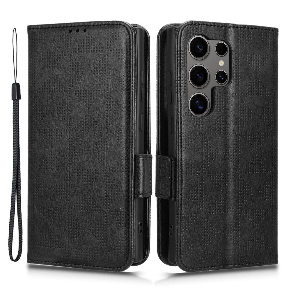 For Samsung Galaxy S24 Ultra Case Imprinted Triangle Leather Wallet Shockproof Cover with Stand