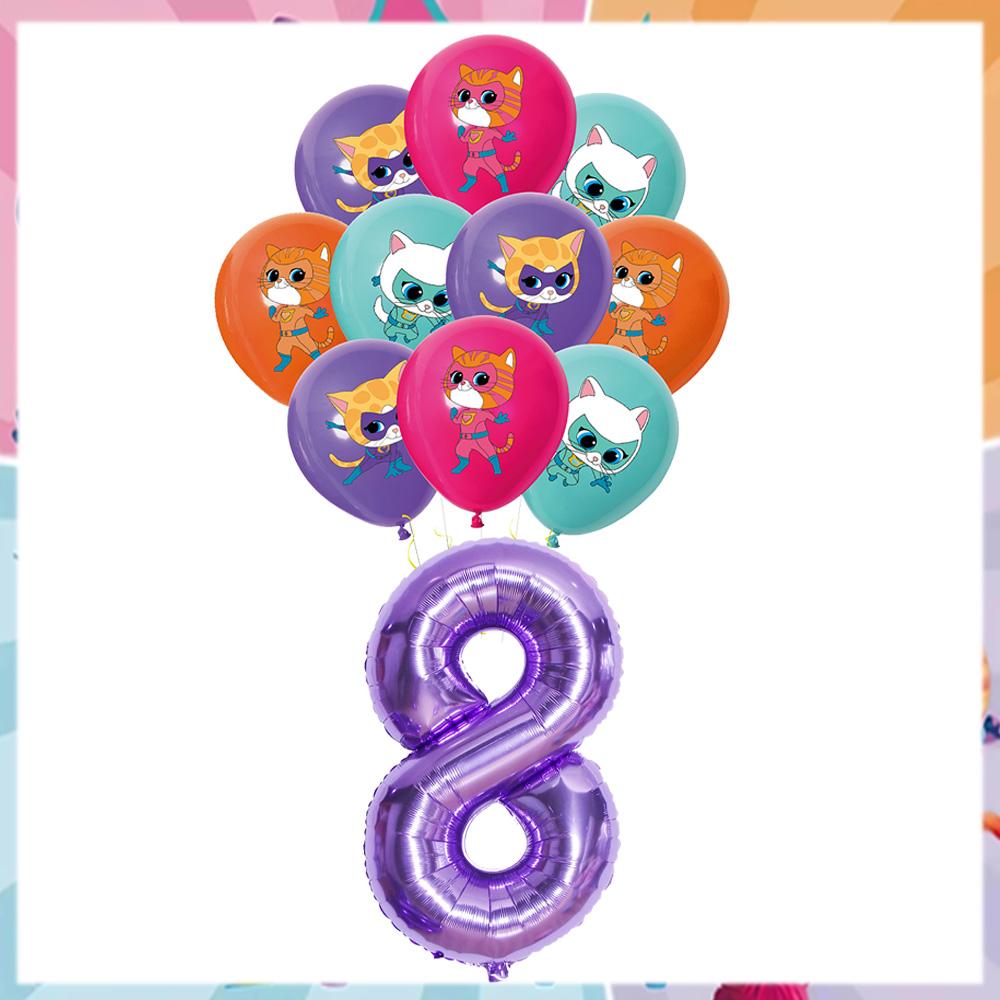 Superkitties Birthday Balloons Party Decorations Napkins Cake Topper Party Supplies Baby Shower Child Birthday Party Favors