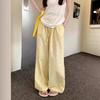 Дофаминовый наряд Женские желтые клетчатые повседневные брюки с высокой талией и широкими штанинами для лета