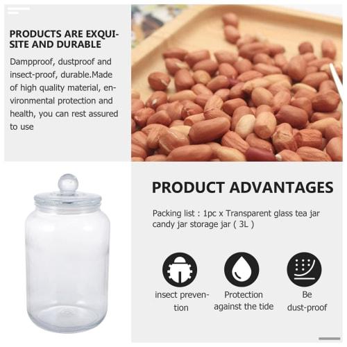 LEDMOMO 3 л Стеклянная банка с крышкой Мейсона Кухонная банка Контейнер для хранения продуктов Цилиндрическая бутыль для консервированных зерен Сахара Чая Кофе Прозрачная