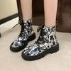 Fashion Booties Height Increasing Plus Big Size Boot Print Chunky Heel Ankle Boots for Women Trend 2025 On Offer Sale Woman Short Shoes