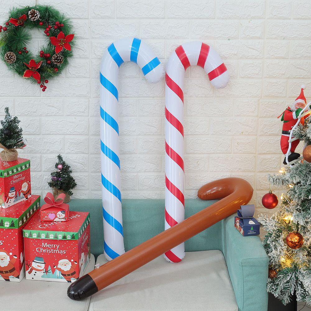 Hanging Ornaments Santa Claus Walking Stick Christmas Candy Cane Crutch Balloons Inflatable Toys