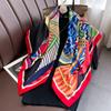 Twill Silk Scarf Women 90cm Square Hijab Shawls And Wraps Female Foulard Headkerchief Elegant Floral Summer Autumn Lady Bandana