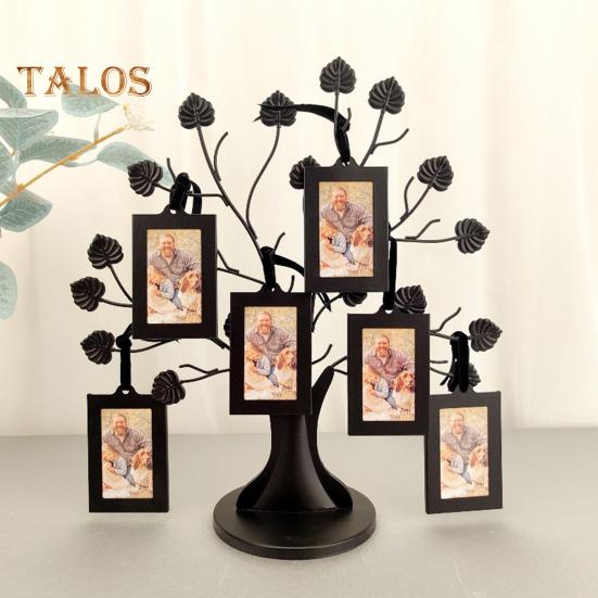 Фоторамка в виде семейного дерева, металлическая подставка для фоторамки в виде дерева с 6 декоративными рамками 1,77" x 2,56"/2,17" x 3,15" для декора настенного стола